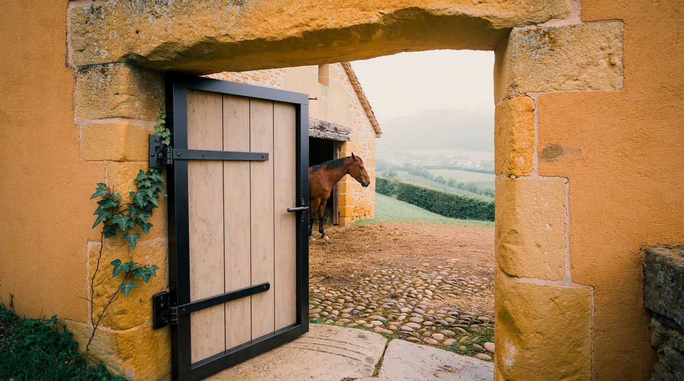 Entrée, Poney de Bresse, centre équestre à Mantenay-Montlin